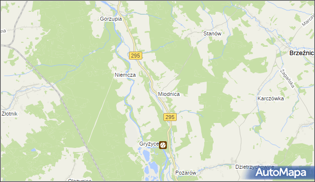 mapa Miodnica, Miodnica na mapie Targeo