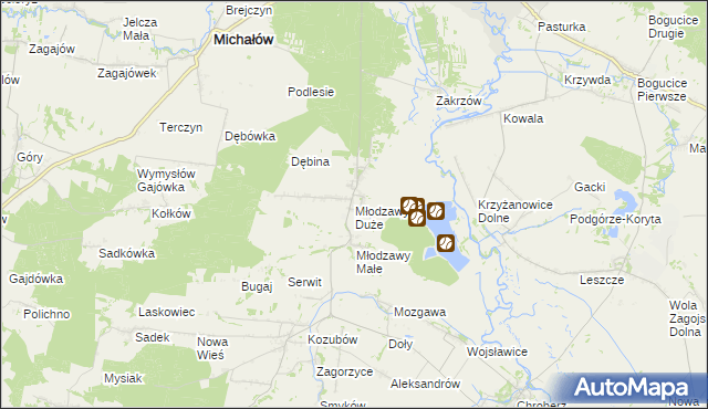 mapa Młodzawy Duże, Młodzawy Duże na mapie Targeo