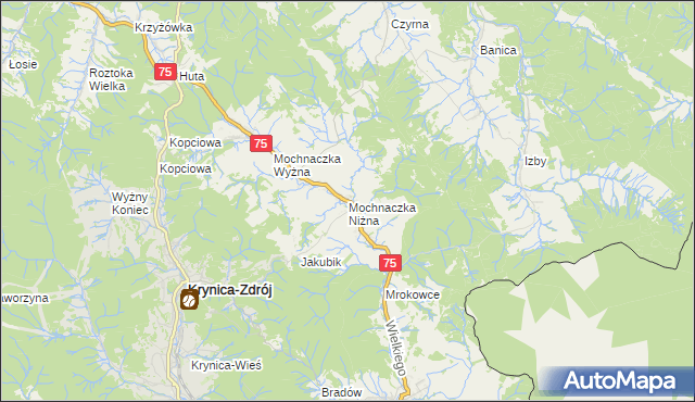 mapa Mochnaczka Niżna, Mochnaczka Niżna na mapie Targeo