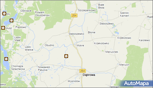 mapa Mokre gmina Dąbrowa, Mokre gmina Dąbrowa na mapie Targeo