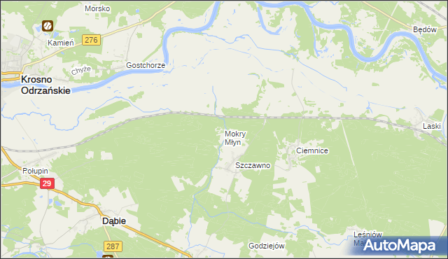 mapa Mokry Młyn, Mokry Młyn na mapie Targeo