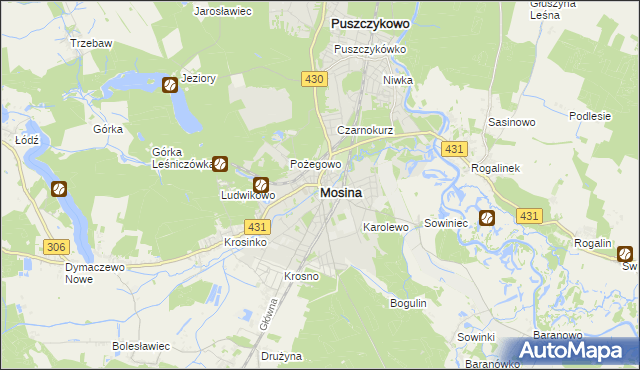 mapa Mosina powiat poznański, Mosina powiat poznański na mapie Targeo