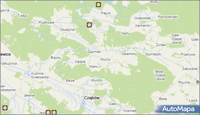 mapa Muchy gmina Czajków, Muchy gmina Czajków na mapie Targeo