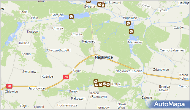 mapa Nagłowice, Nagłowice na mapie Targeo