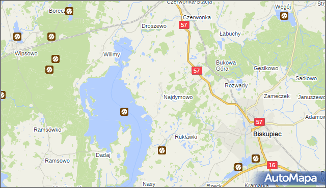 mapa Najdymowo, Najdymowo na mapie Targeo