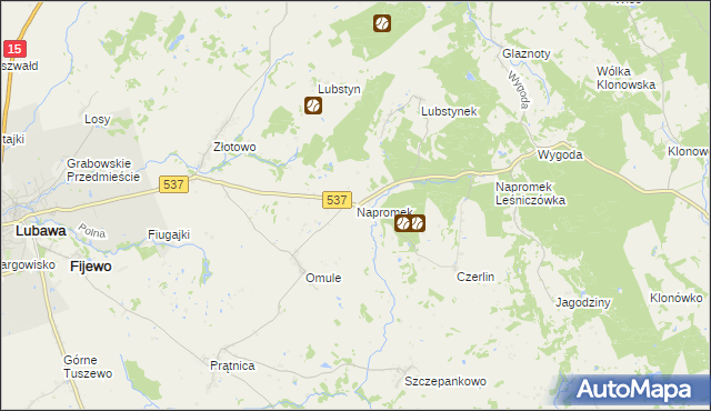 mapa Napromek, Napromek na mapie Targeo