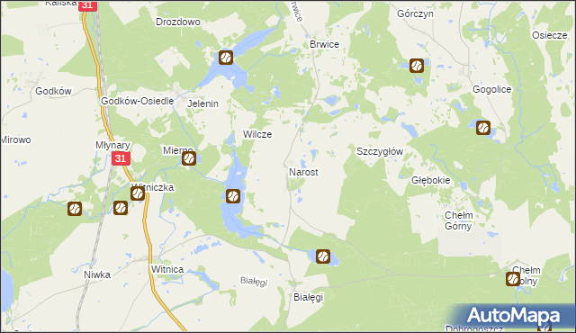 mapa Narost, Narost na mapie Targeo