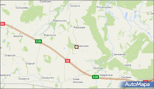 mapa Nieckowo, Nieckowo na mapie Targeo