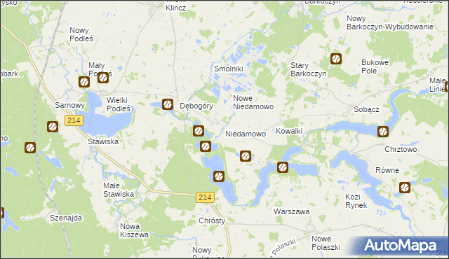 mapa Niedamowo, Niedamowo na mapie Targeo