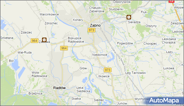 mapa Niedomice, Niedomice na mapie Targeo