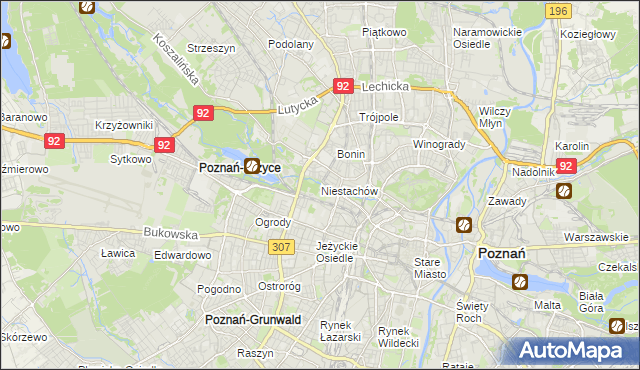 mapa Niestachów gmina Poznań, Niestachów gmina Poznań na mapie Targeo