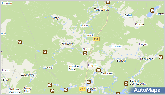 mapa Niwki gmina Tuchola, Niwki gmina Tuchola na mapie Targeo