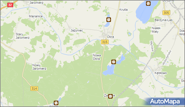 mapa Nowa Obra gmina Wolsztyn, Nowa Obra gmina Wolsztyn na mapie Targeo