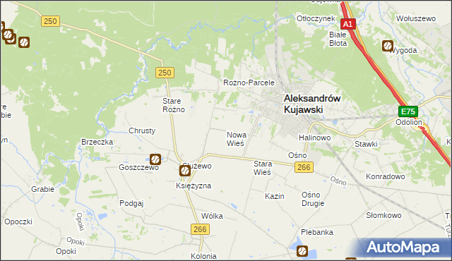 mapa Nowa Wieś gmina Aleksandrów Kujawski, Nowa Wieś gmina Aleksandrów Kujawski na mapie Targeo