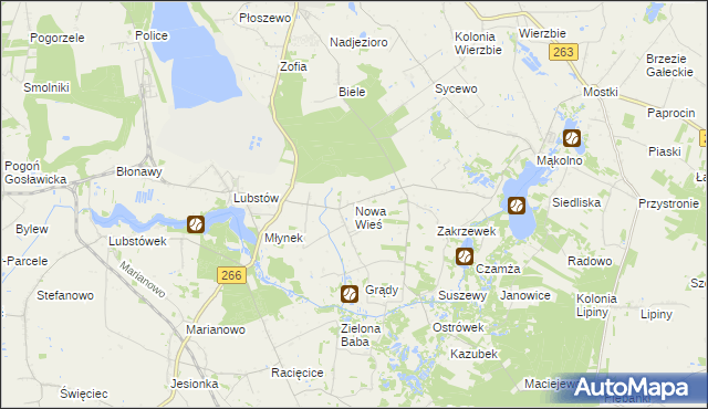 mapa Nowa Wieś gmina Sompolno, Nowa Wieś gmina Sompolno na mapie Targeo