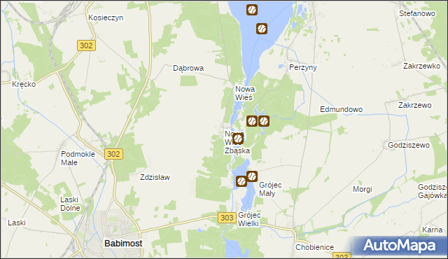 mapa Nowa Wieś Zbąska, Nowa Wieś Zbąska na mapie Targeo