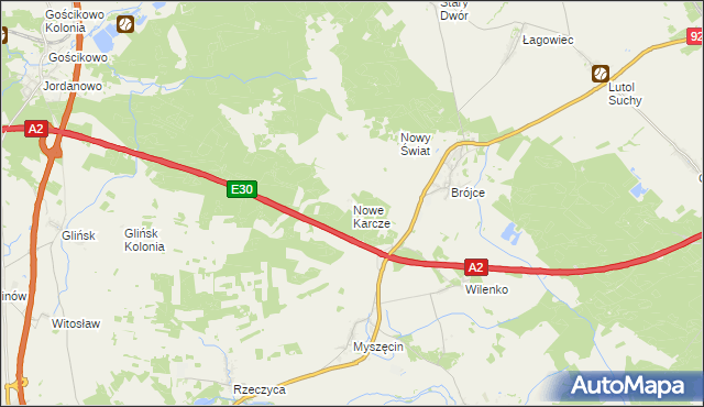 mapa Nowe Karcze, Nowe Karcze na mapie Targeo