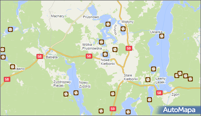 mapa Nowe Kiełbonki, Nowe Kiełbonki na mapie Targeo