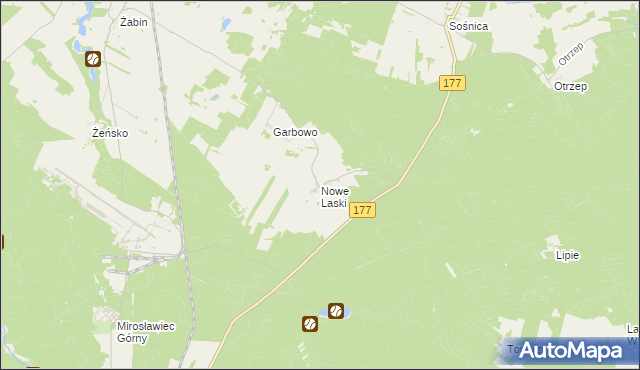 mapa Nowe Laski, Nowe Laski na mapie Targeo