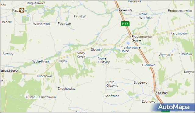 mapa Nowe Olszyny, Nowe Olszyny na mapie Targeo