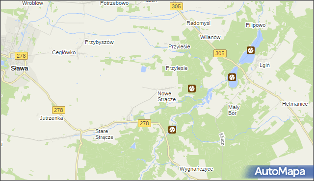 mapa Nowe Strącze, Nowe Strącze na mapie Targeo