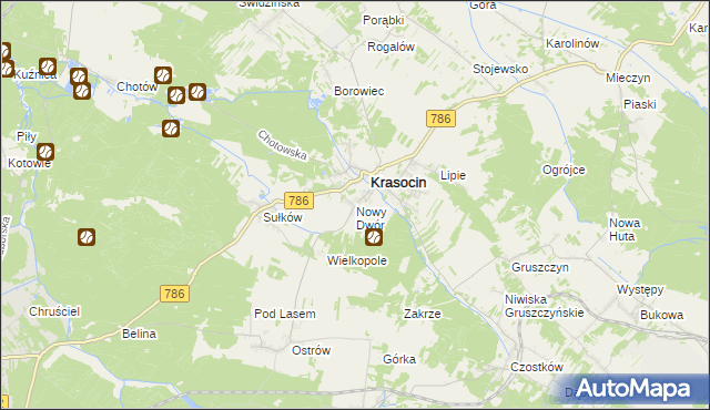 mapa Nowy Dwór gmina Krasocin, Nowy Dwór gmina Krasocin na mapie Targeo