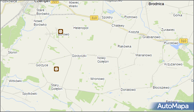 mapa Nowy Gołębin, Nowy Gołębin na mapie Targeo
