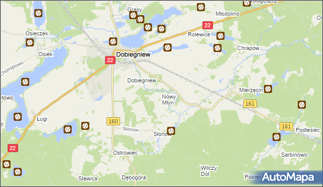 mapa Nowy Młyn gmina Dobiegniew, Nowy Młyn gmina Dobiegniew na mapie Targeo