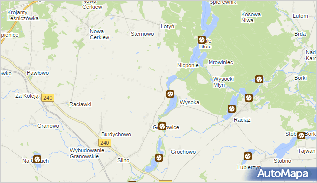 mapa Objezierze gmina Chojnice, Objezierze gmina Chojnice na mapie Targeo