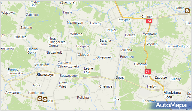 mapa Oblęgorek, Oblęgorek na mapie Targeo