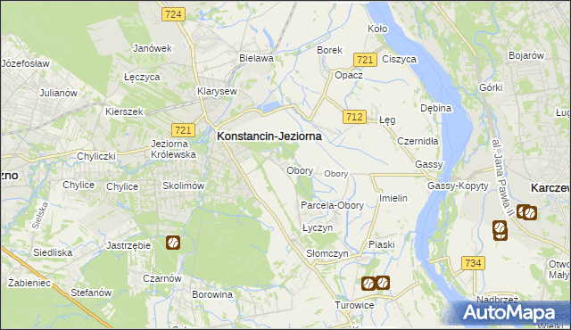 mapa Obory gmina Konstancin-Jeziorna, Obory gmina Konstancin-Jeziorna na mapie Targeo