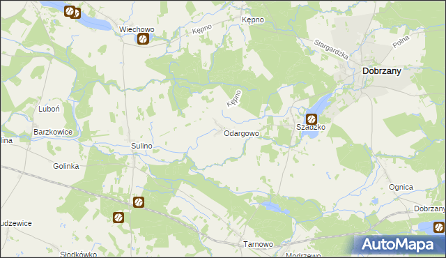 mapa Odargowo gmina Dobrzany, Odargowo gmina Dobrzany na mapie Targeo