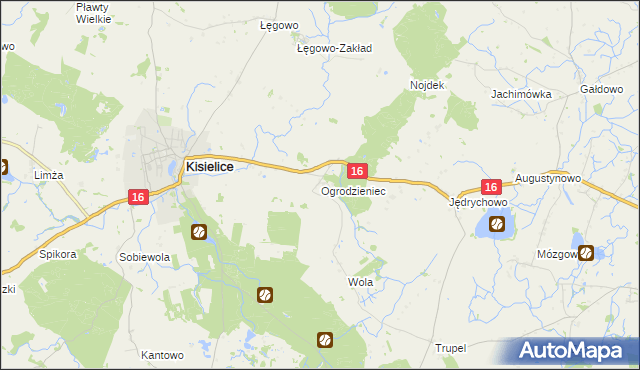 mapa Ogrodzieniec gmina Kisielice, Ogrodzieniec gmina Kisielice na mapie Targeo