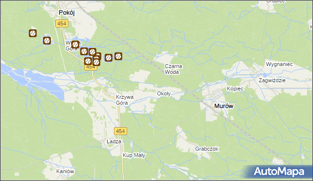 mapa Okoły gmina Murów, Okoły gmina Murów na mapie Targeo