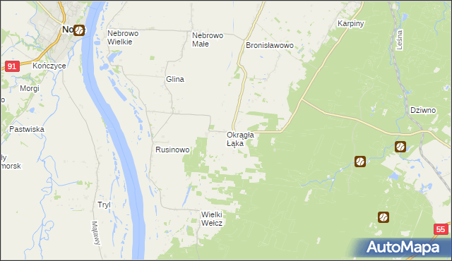 mapa Okrągła Łąka, Okrągła Łąka na mapie Targeo