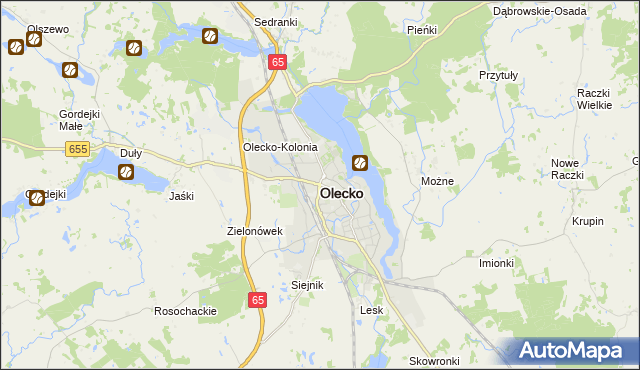 mapa Olecko, Olecko na mapie Targeo