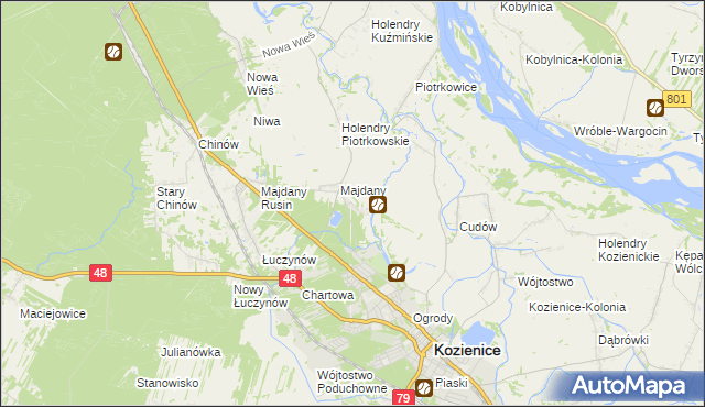 mapa Opatkowice gmina Kozienice, Opatkowice gmina Kozienice na mapie Targeo