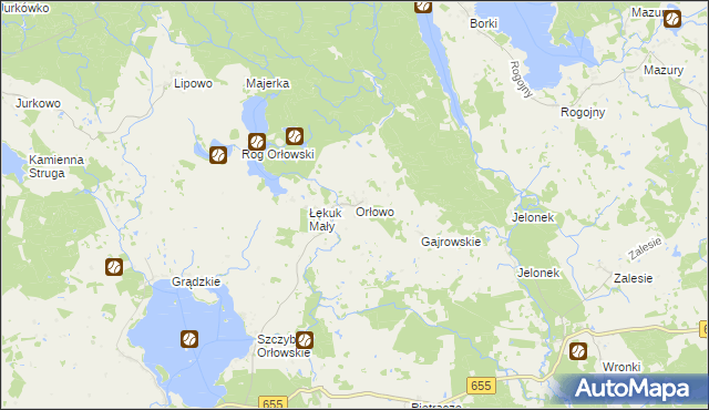 mapa Orłowo gmina Wydminy, Orłowo gmina Wydminy na mapie Targeo