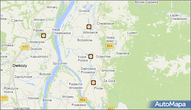 mapa Orzechów gmina Radomyśl nad Sanem, Orzechów gmina Radomyśl nad Sanem na mapie Targeo