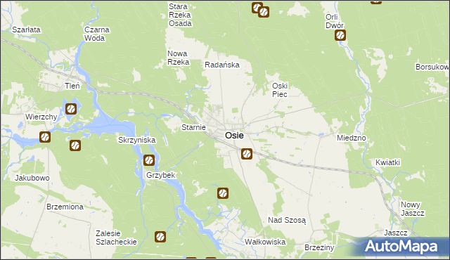 mapa Osie, Osie na mapie Targeo