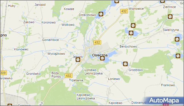 mapa Osieczna powiat leszczyński, Osieczna powiat leszczyński na mapie Targeo