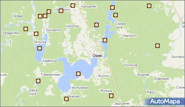 mapa Osiek powiat starogardzki, Osiek powiat starogardzki na mapie Targeo