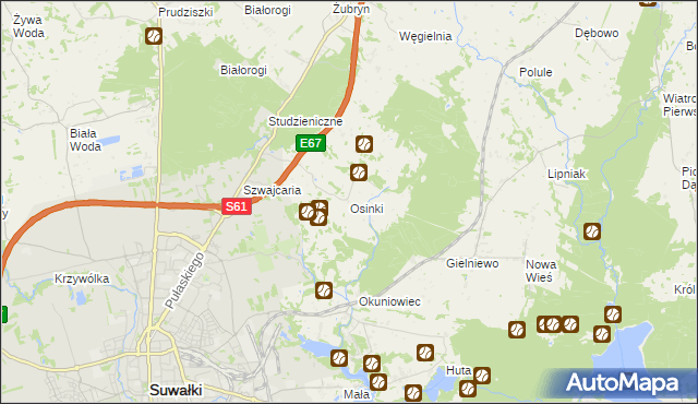 mapa Osinki gmina Suwałki, Osinki gmina Suwałki na mapie Targeo