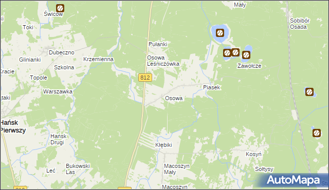 mapa Osowa gmina Hańsk, Osowa gmina Hańsk na mapie Targeo