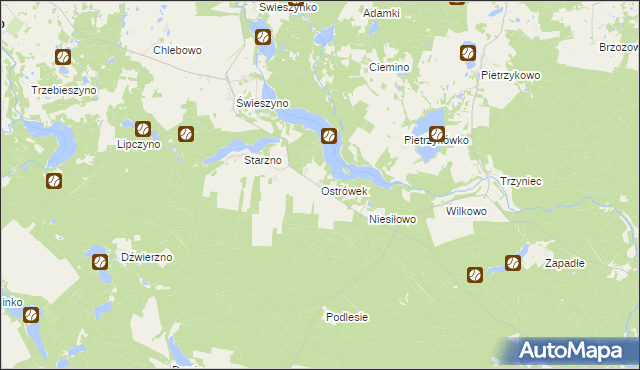 mapa Ostrówek gmina Koczała, Ostrówek gmina Koczała na mapie Targeo