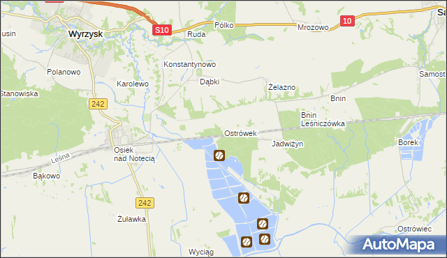 mapa Ostrówek gmina Wyrzysk, Ostrówek gmina Wyrzysk na mapie Targeo