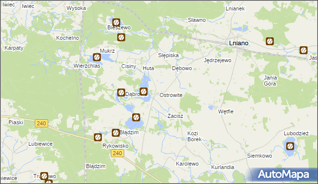 mapa Ostrowite gmina Lniano, Ostrowite gmina Lniano na mapie Targeo