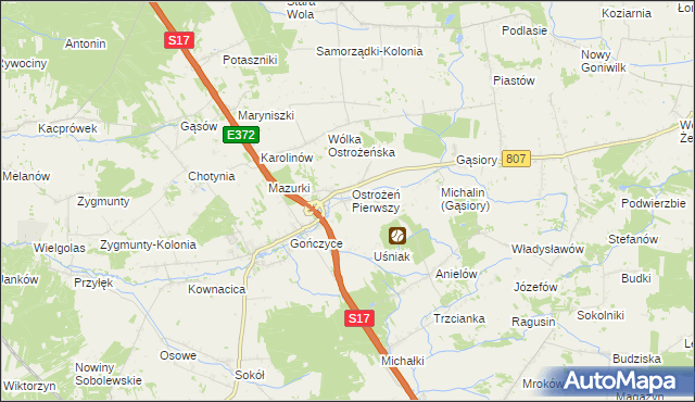 mapa Ostrożeń Drugi, Ostrożeń Drugi na mapie Targeo