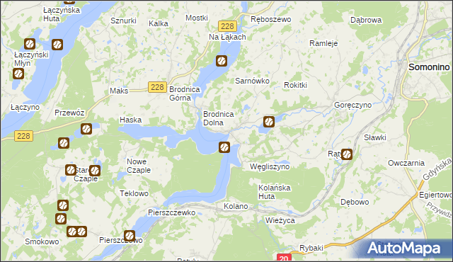 mapa Ostrzyce gmina Somonino, Ostrzyce gmina Somonino na mapie Targeo
