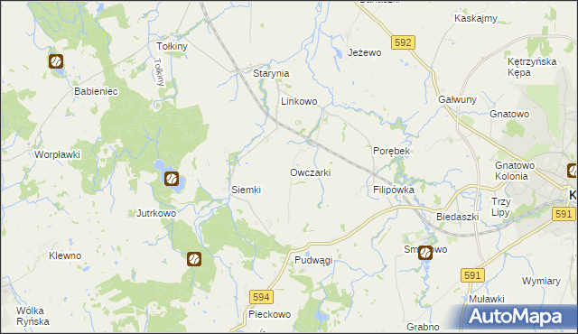 mapa Owczarki gmina Kętrzyn, Owczarki gmina Kętrzyn na mapie Targeo